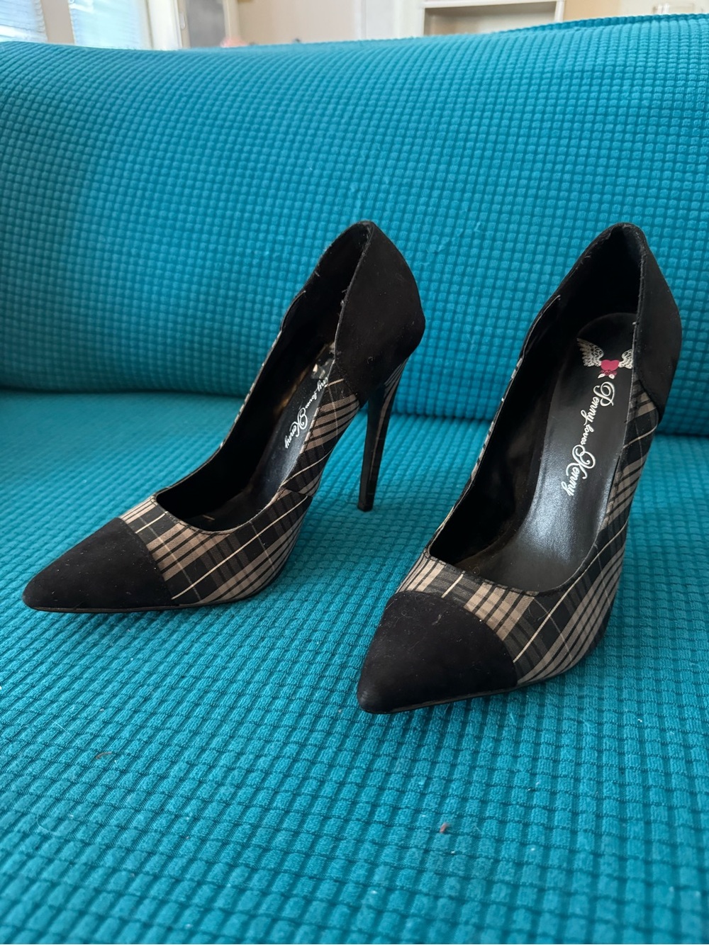 Penny Loves Kenny Plaid Pointed Toe Stiletto Pumps Y2K